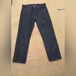 Levis 501 Original Shrink-to-Fit Jeans Mens 36x32 Dark Blue Button Fly Rigid 96”